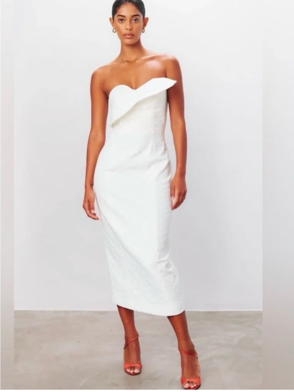 Mara Hoffman Lisha Strapless Organic Cotton Jacquard Dress White Size 16 NWT